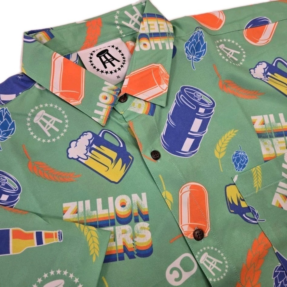 Barstool Sports Tropical Bros Zillion Beers Shirt Green Short Sleeve Men's XL